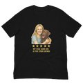 Blonde Woman with Chocolate Labrador graphic tee - black