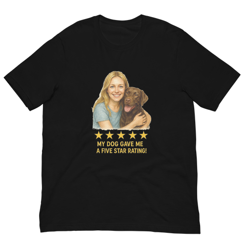Blonde Woman with Chocolate Labrador graphic tee - black