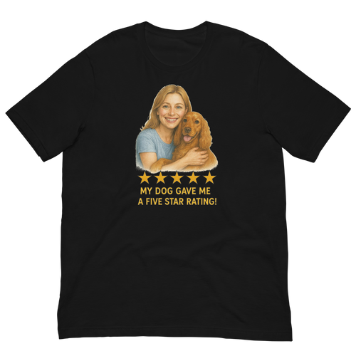 Blonde Woman with Cocker Spaniel graphic tee - black