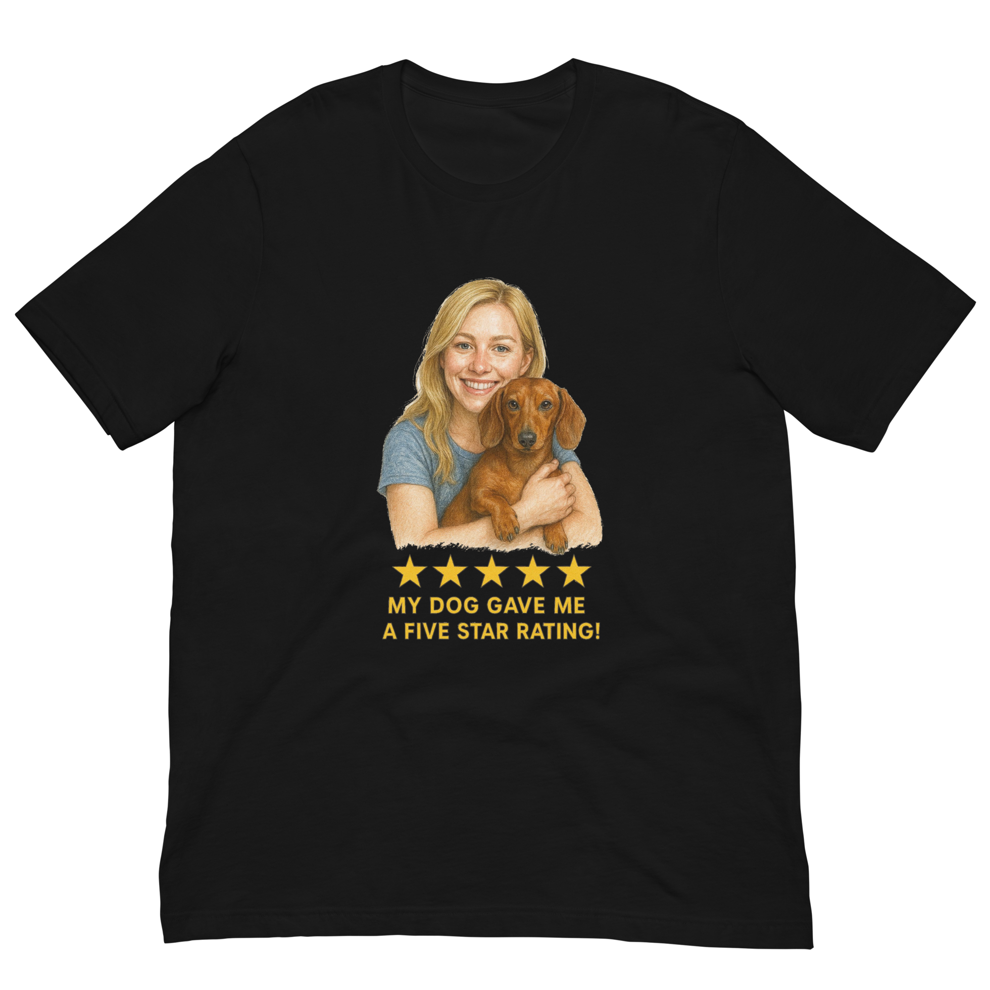 Blonde Woman with Dachshund graphic tee - black