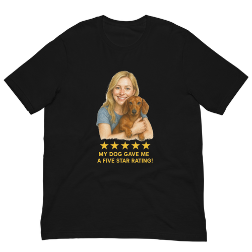 Blonde Woman with Dachshund graphic tee - black