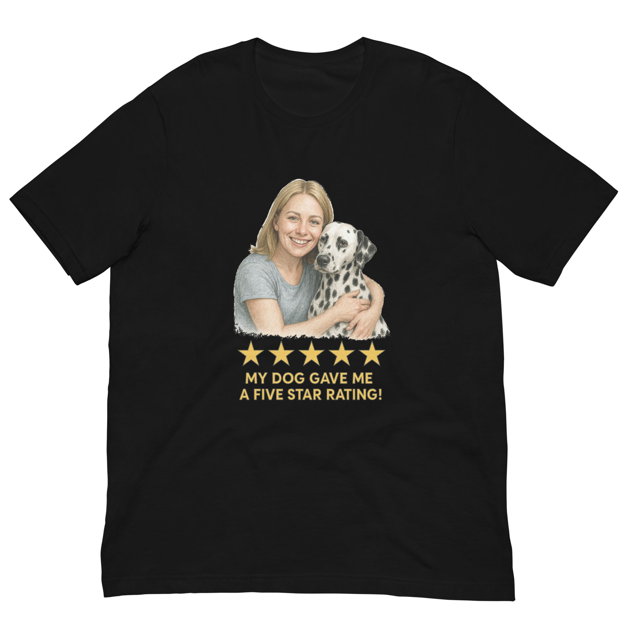 Blonde Woman with Dalmatian graphic tee - black