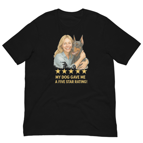 Blonde Woman with Doberman Pinscher graphic tee - black