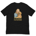 Blonde Woman with Golden Retriever graphic tee - black