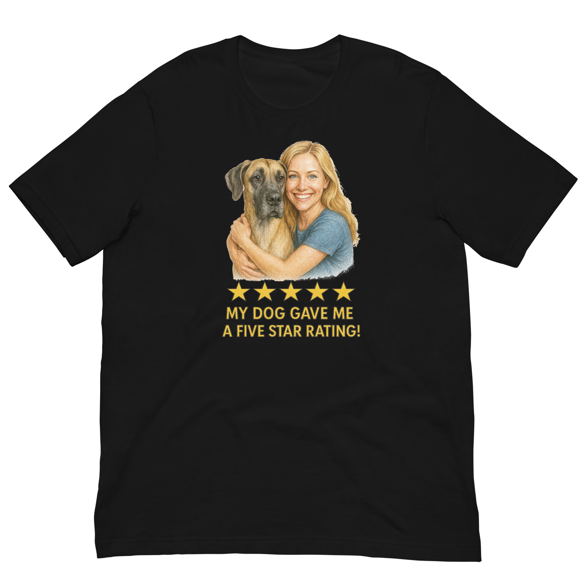Blonde Woman with Great Dane graphic tee - black