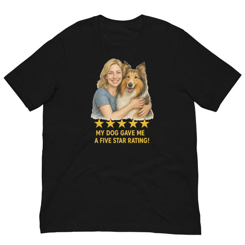 Blonde Woman with Collie graphic tee - black