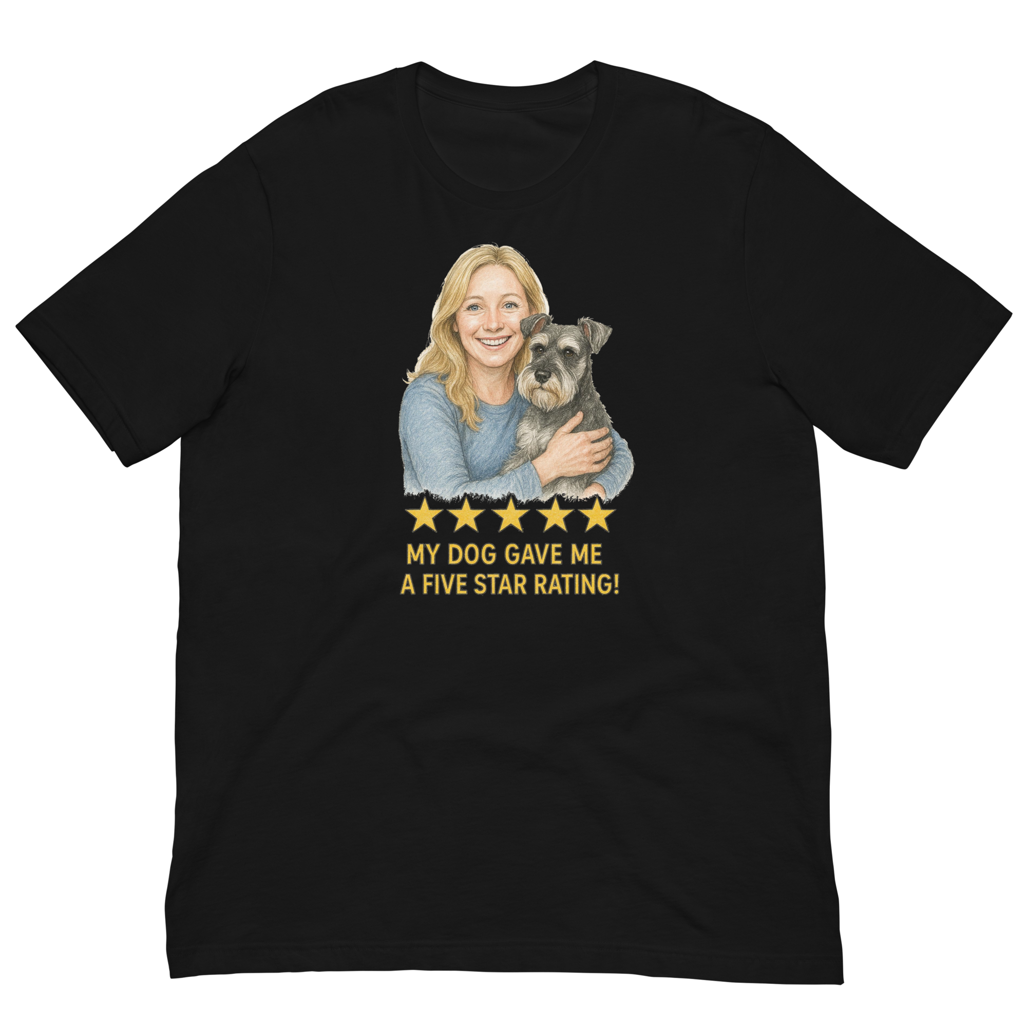 Blonde Woman with Schnauzer graphic tee - black