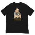 Blonde Woman with Saint Bernard graphic tee - black