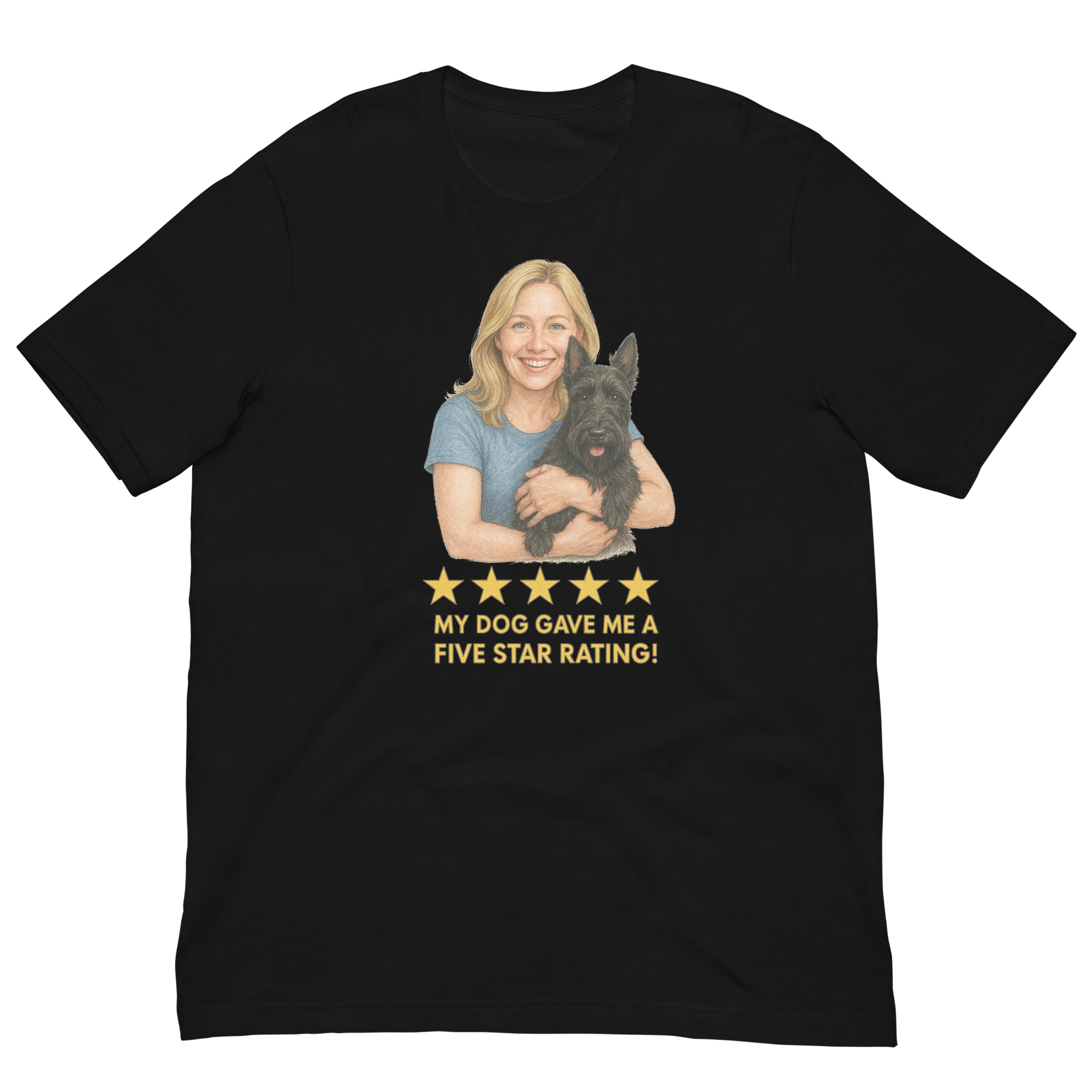 Blonde Woman with Scottie graphic tee - black