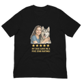Brunette Woman with Alaskan Husky graphic tee - black