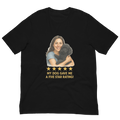 Brunette Woman with Black Poodle graphic tee - black