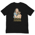 Brunette Woman with Boxer graphic tee - black