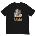 Brunette Woman with Doberman Pinscher graphic tee - black