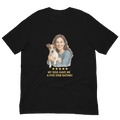 Brunette Woman with Jack Russell Terrier graphic tee - black