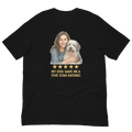 Brunette Woman with Sheepdog graphic tee - black