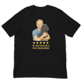 Blonde Man with Black Poodle graphic tee.