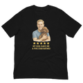 Blonde Man with Brown Poodle graphic tee.