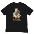 Brunette Man with Black Poodle graphic tee.