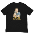 Brunette Man with Boston Terrier graphic tee.
