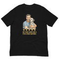 Brunette Man with Dalmatian graphic tee.