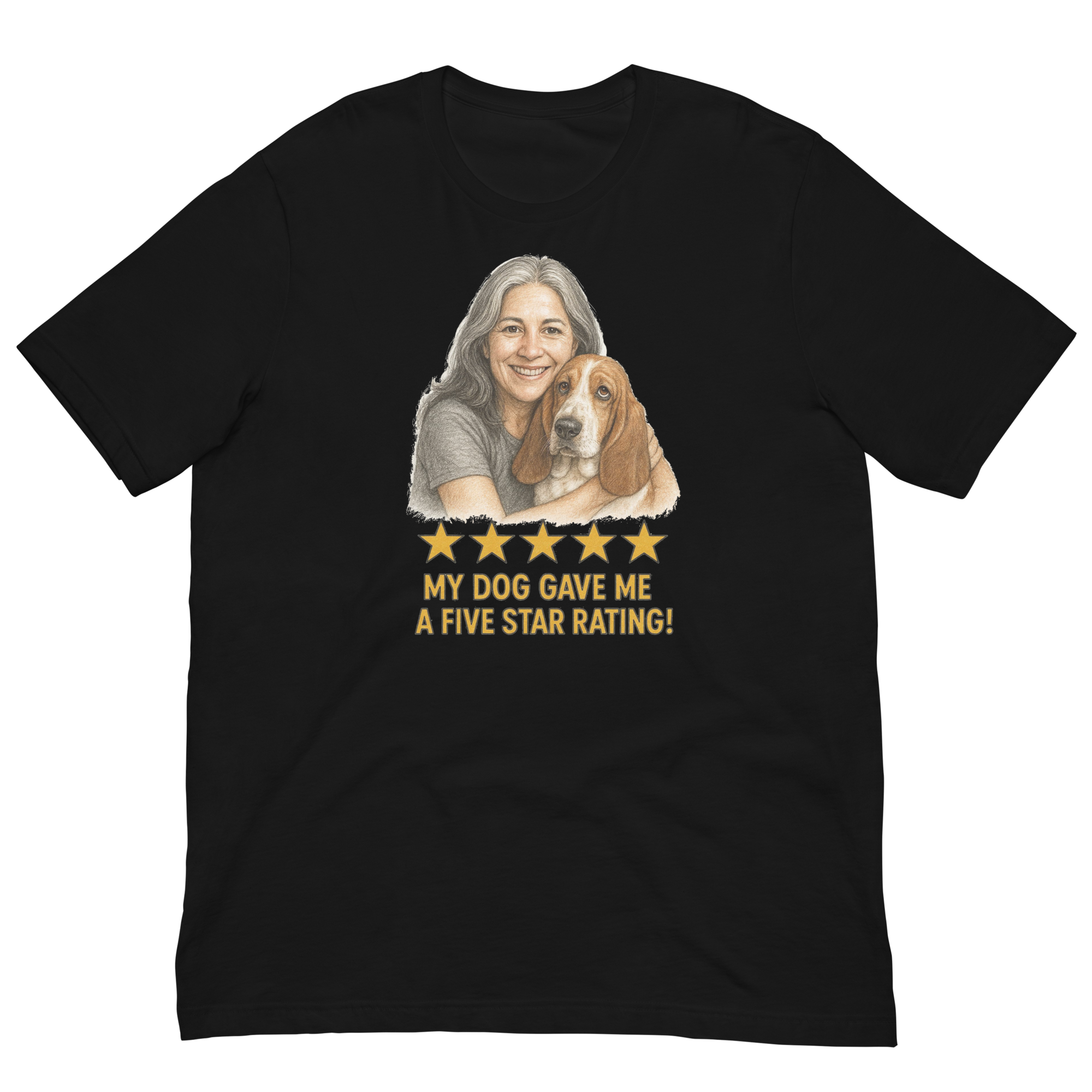 Salt & Pepper Woman with Basset Hound graphic tee - black