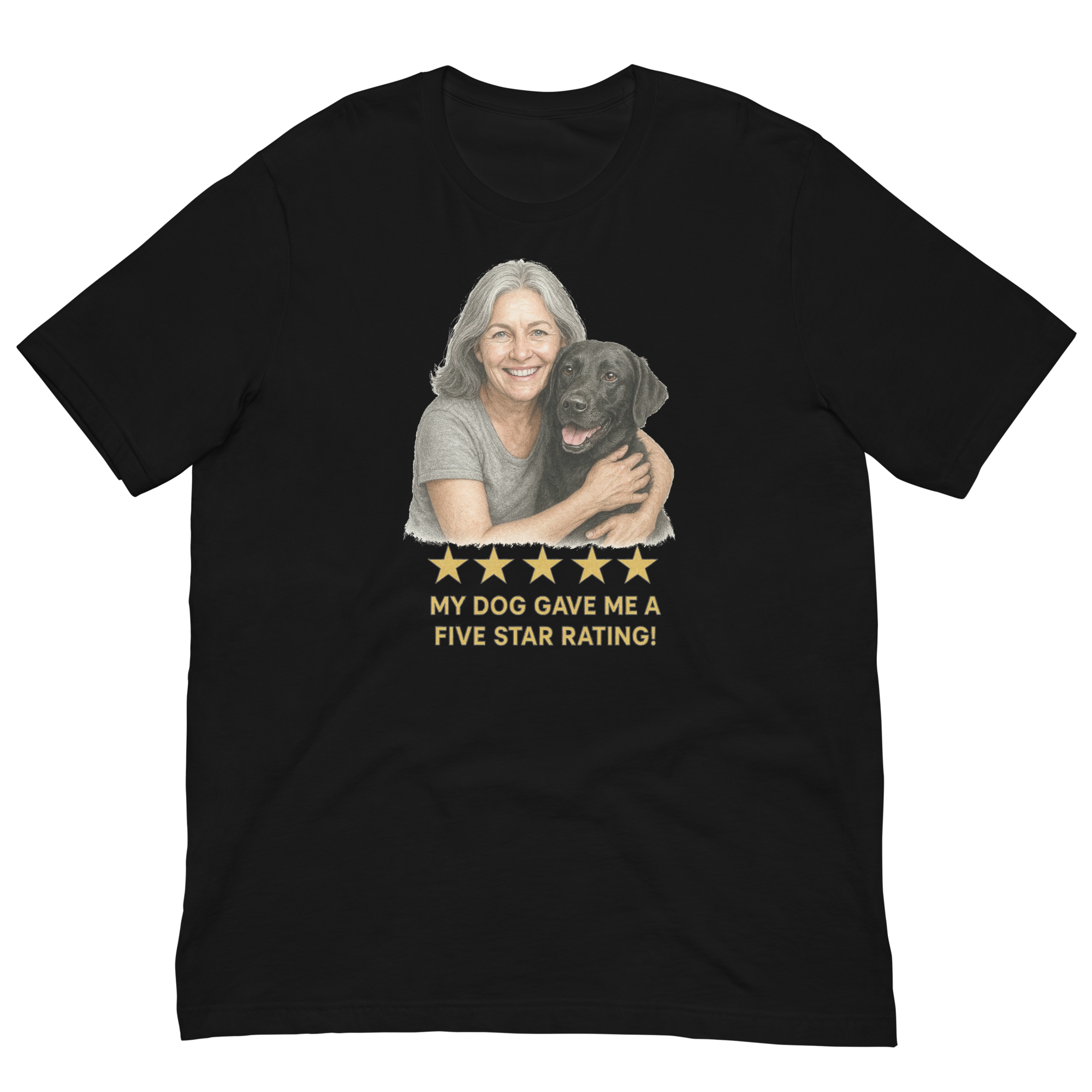 Salt & Pepper Woman with Black Labrador graphic tee - black