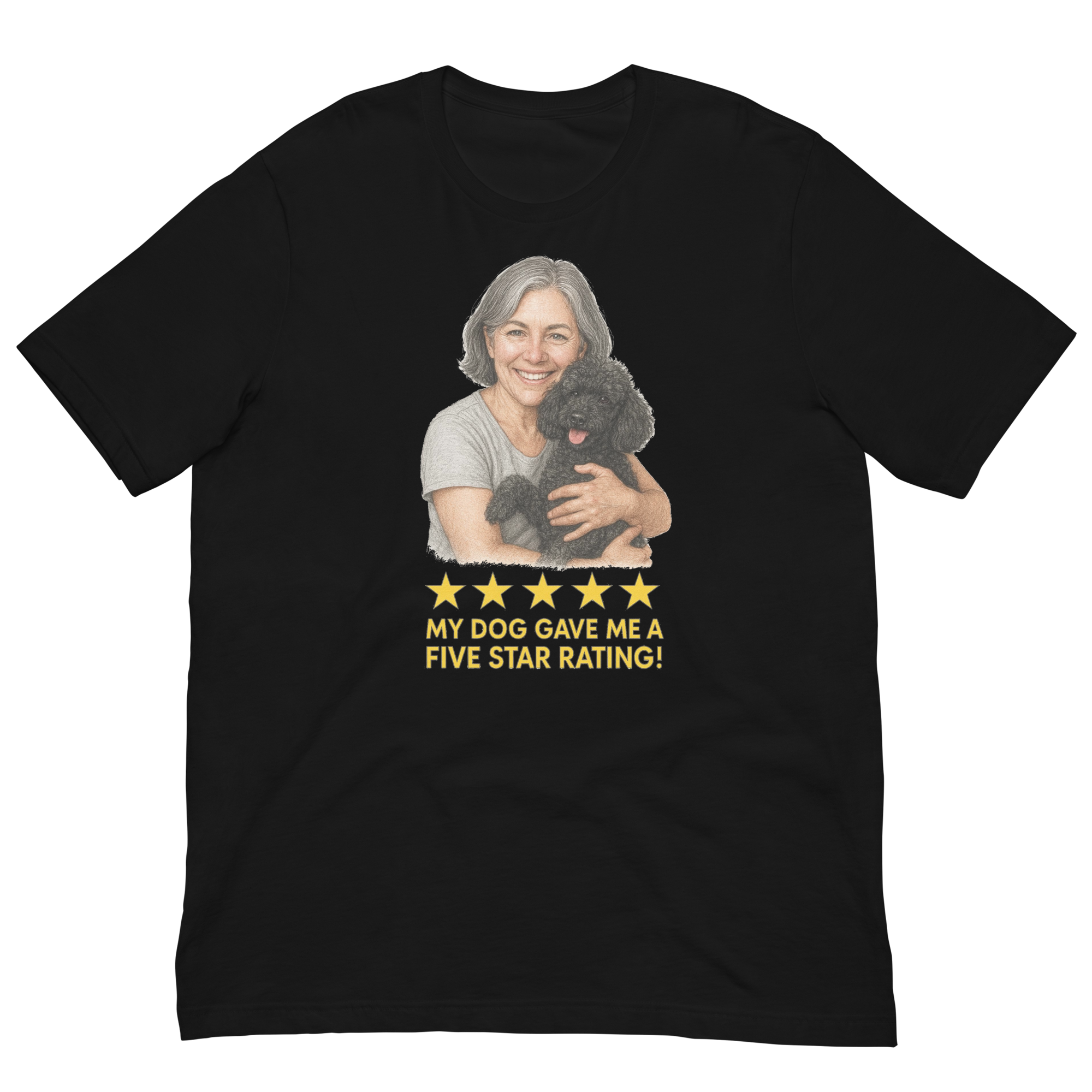 Salt & Pepper Woman with Black Poodle graphic tee - black