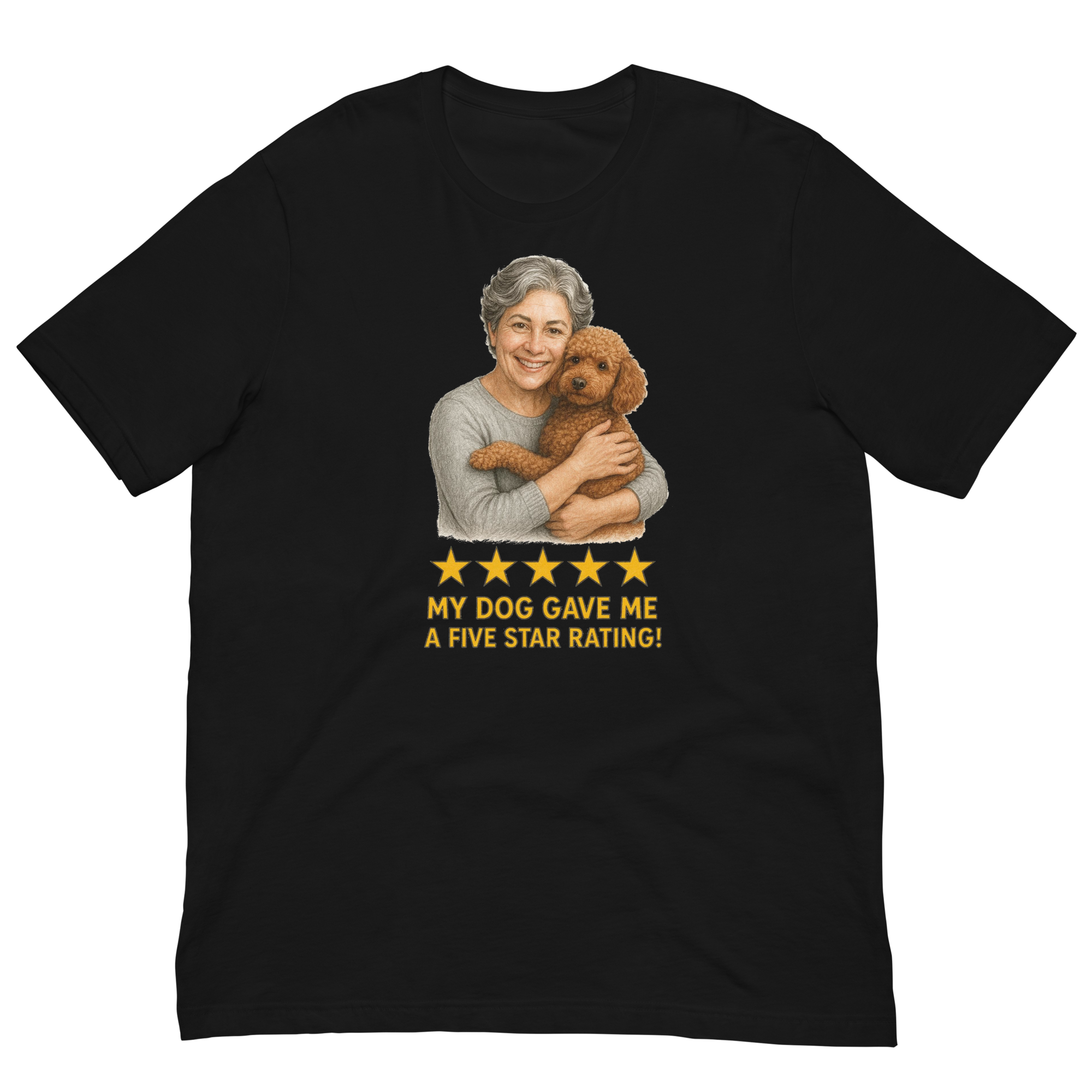 Salt & Pepper Woman with Brown Poodle graphic tee - black