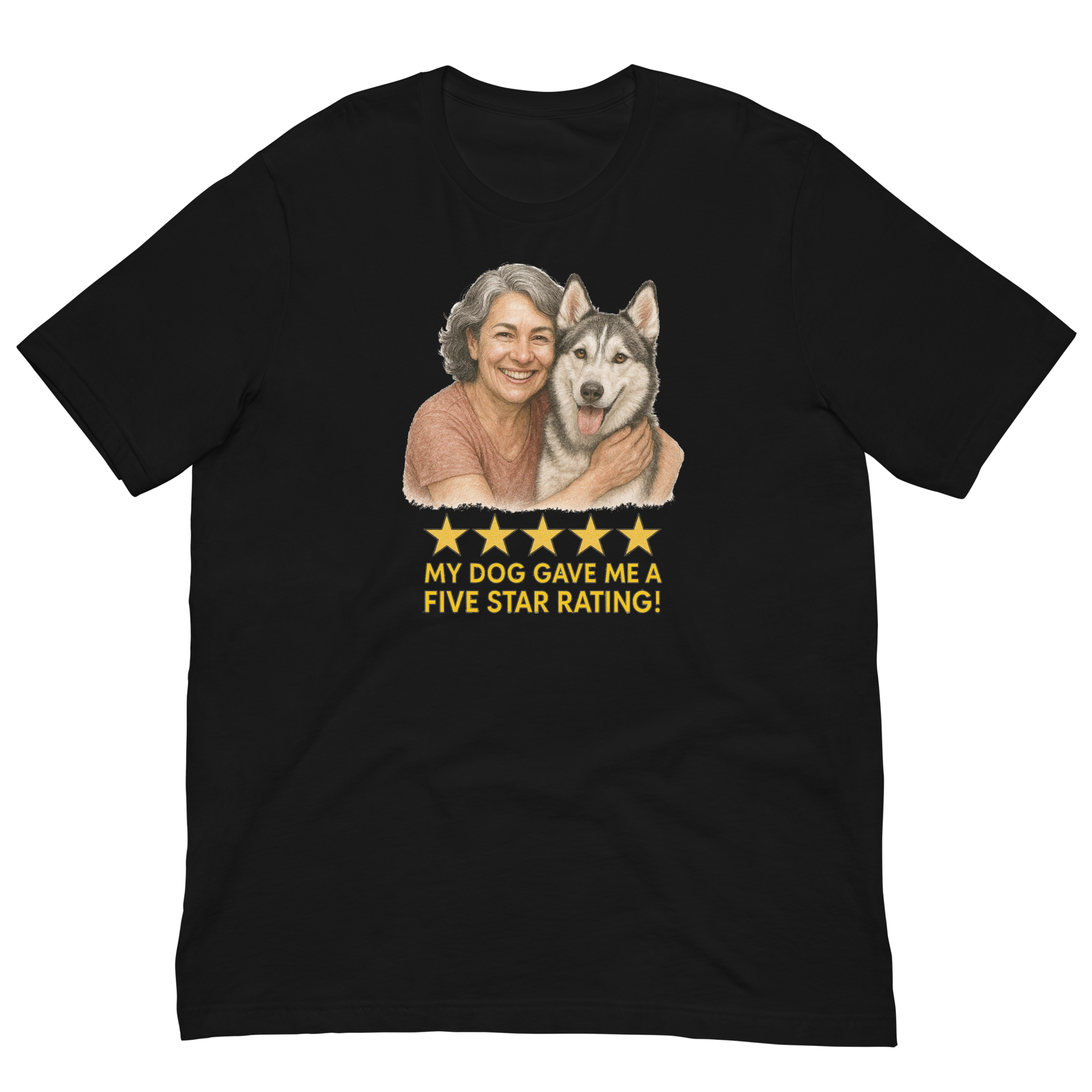 Salt & Pepper Woman with Alaskan Husky graphic tee - black