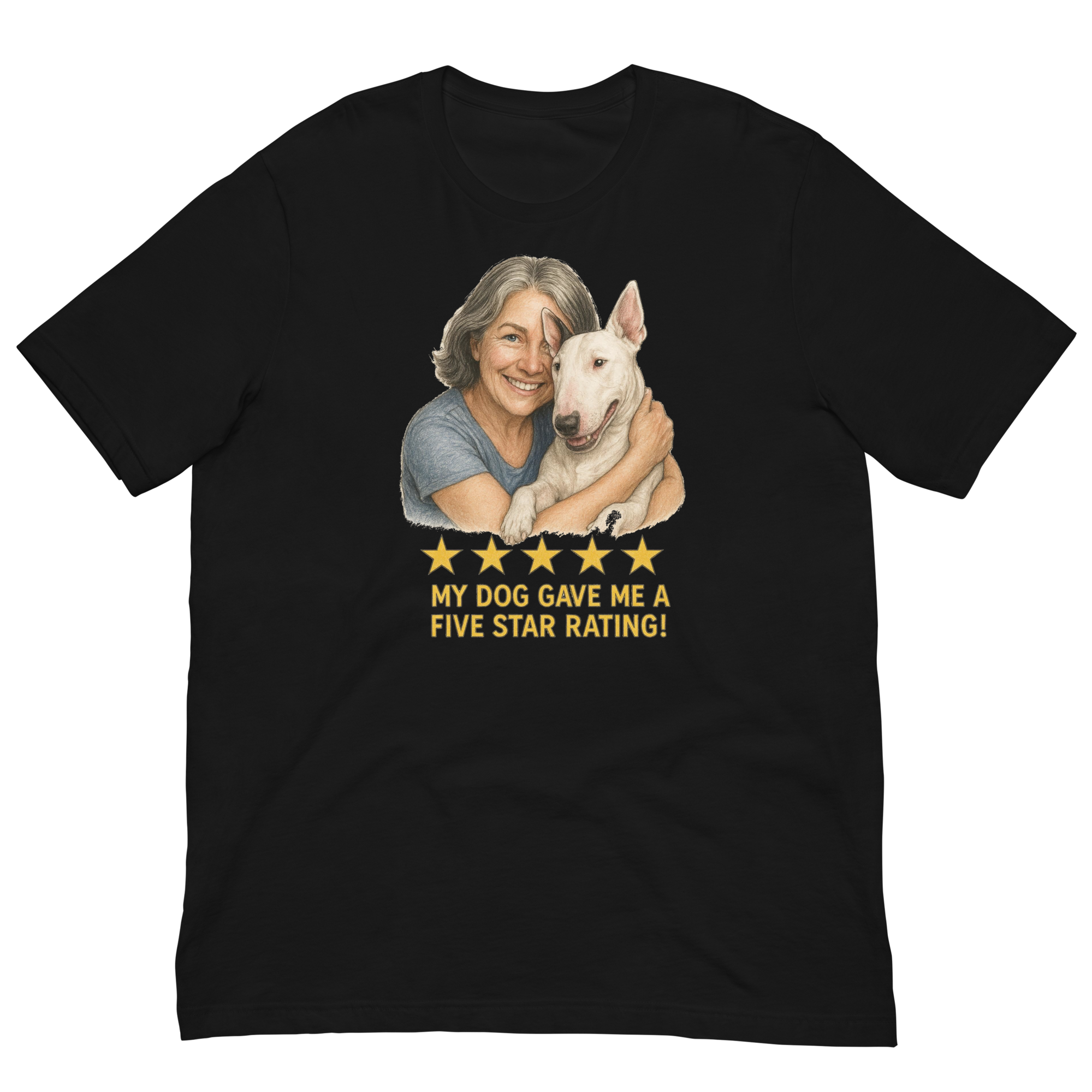 Salt & Pepper Woman with Bull Terrier graphic tee - black