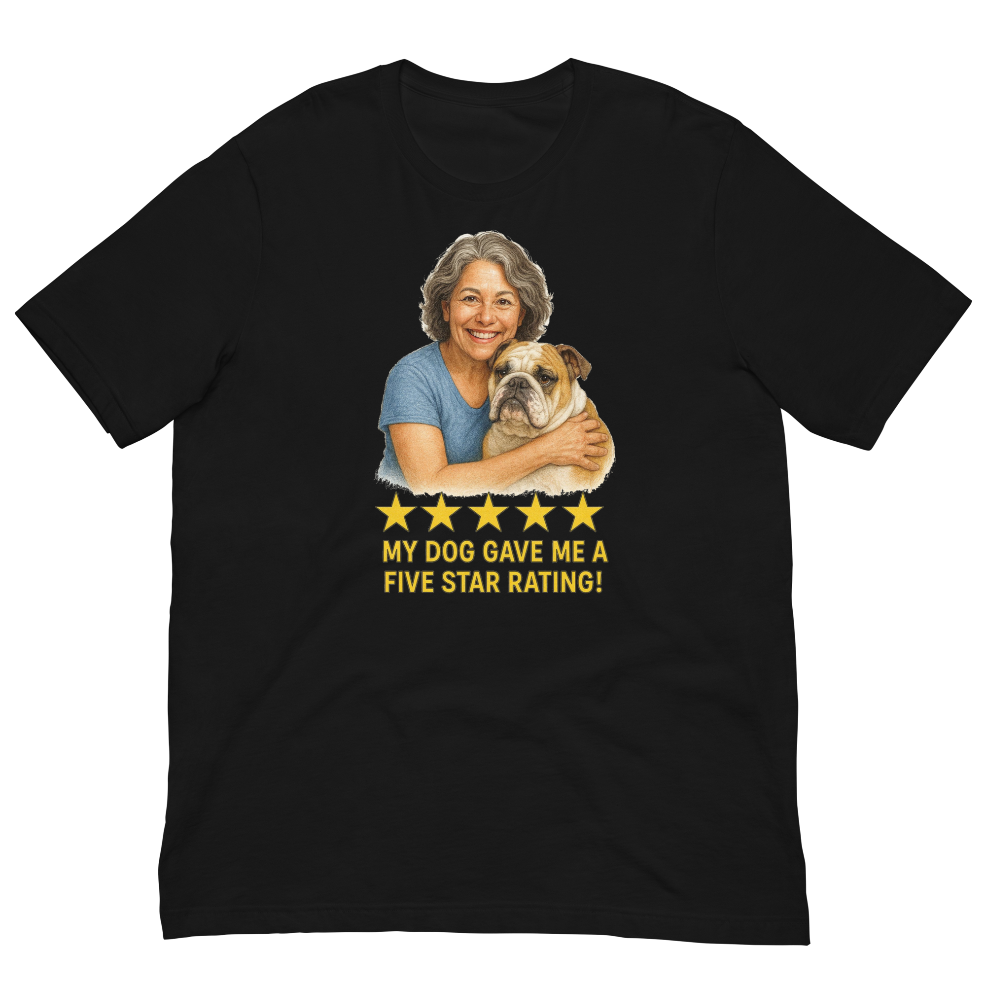 Salt & Pepper Woman with Bulldog graphic tee - black
