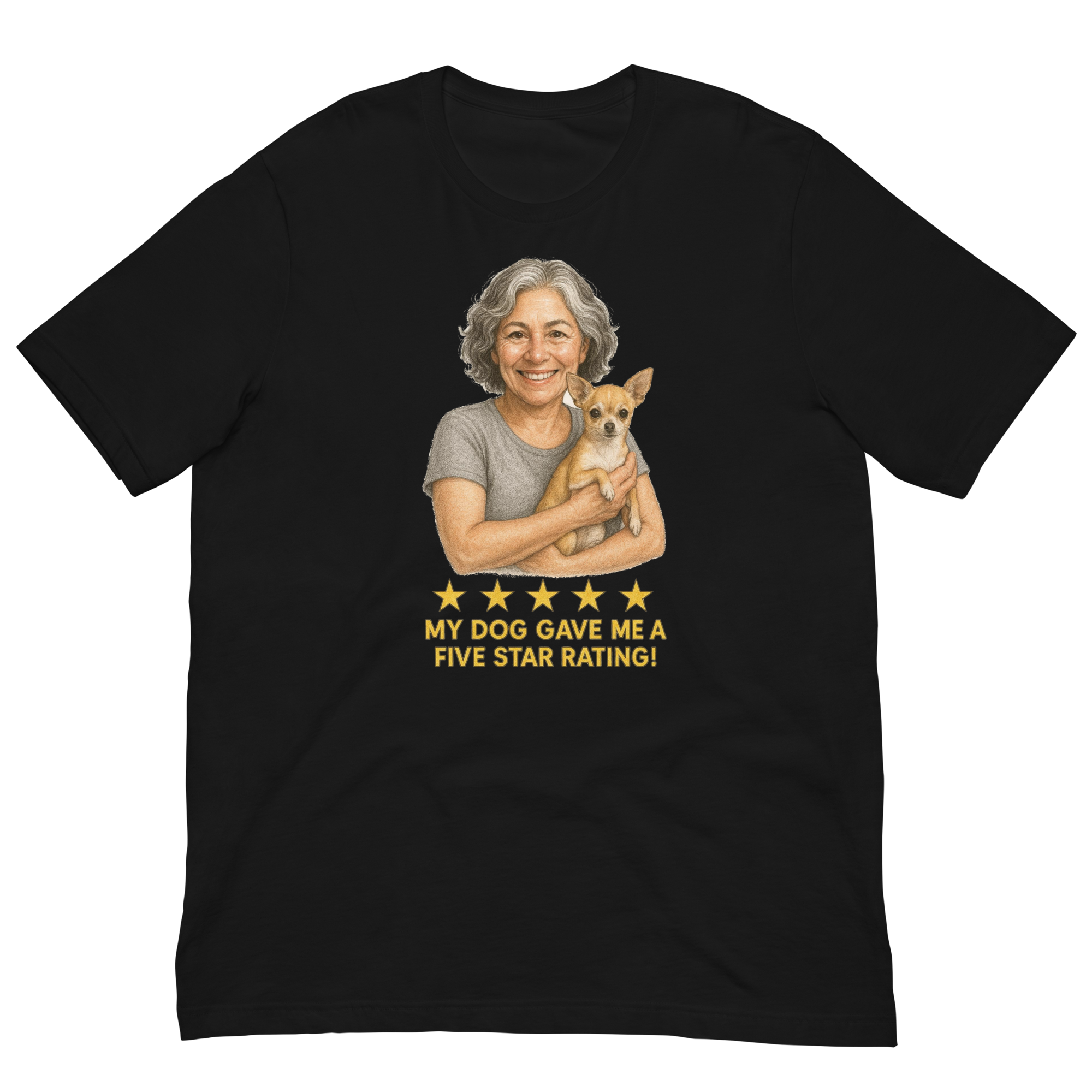 Salt & Pepper Woman with Chihuahua graphic tee - black