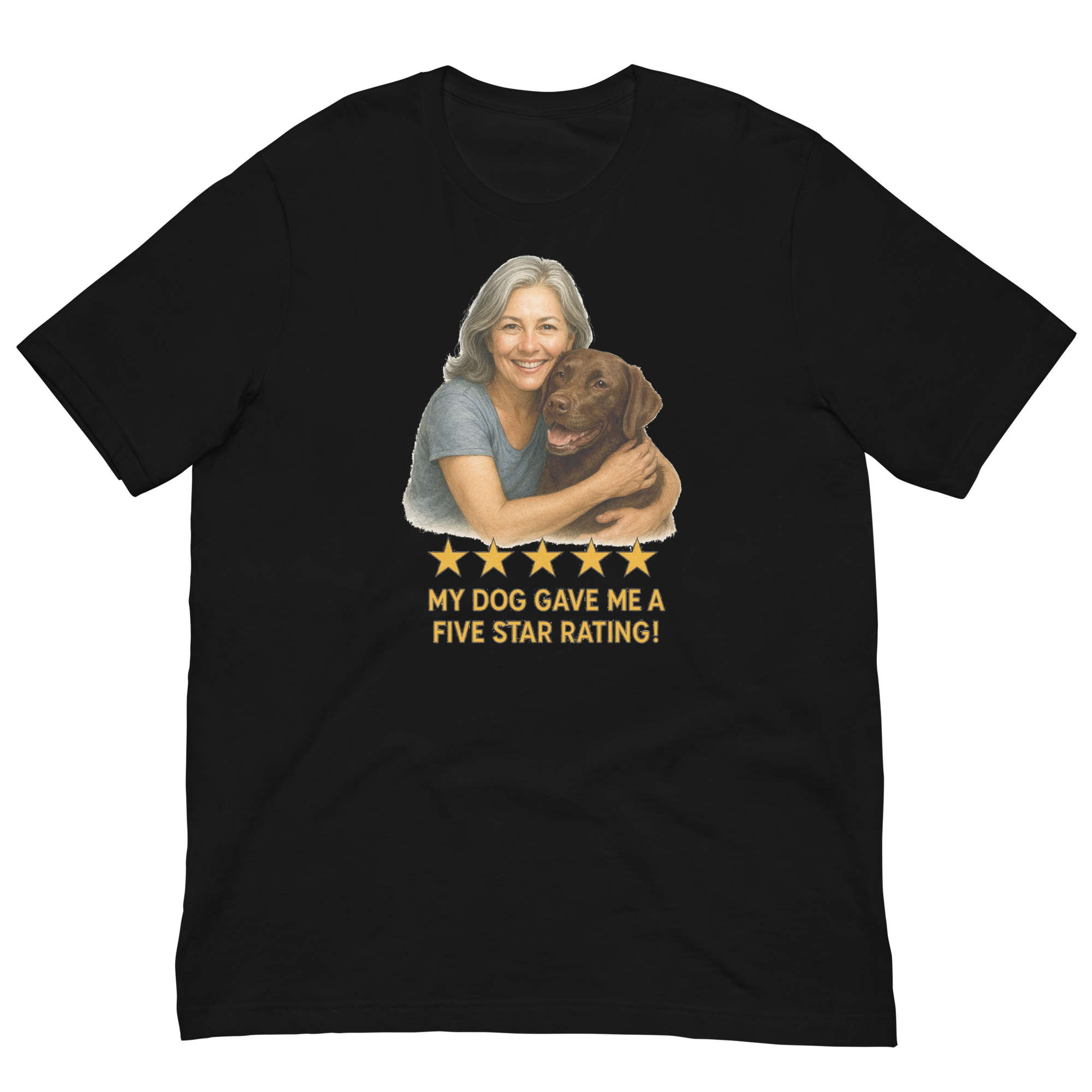 Salt & Pepper Woman with Chocolate Labrador graphic tee - black
