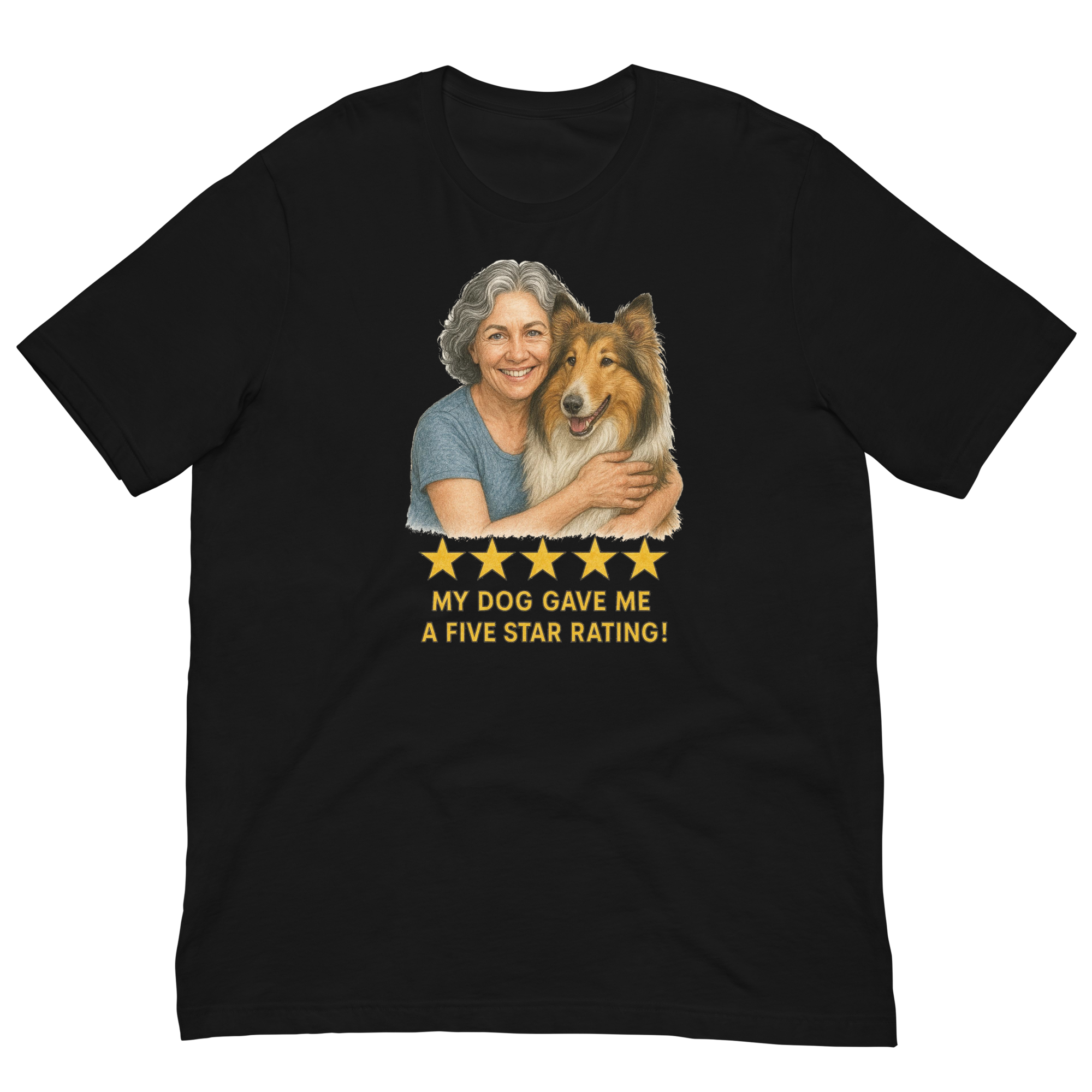 Salt & Pepper Woman with Collie graphic tee - black
