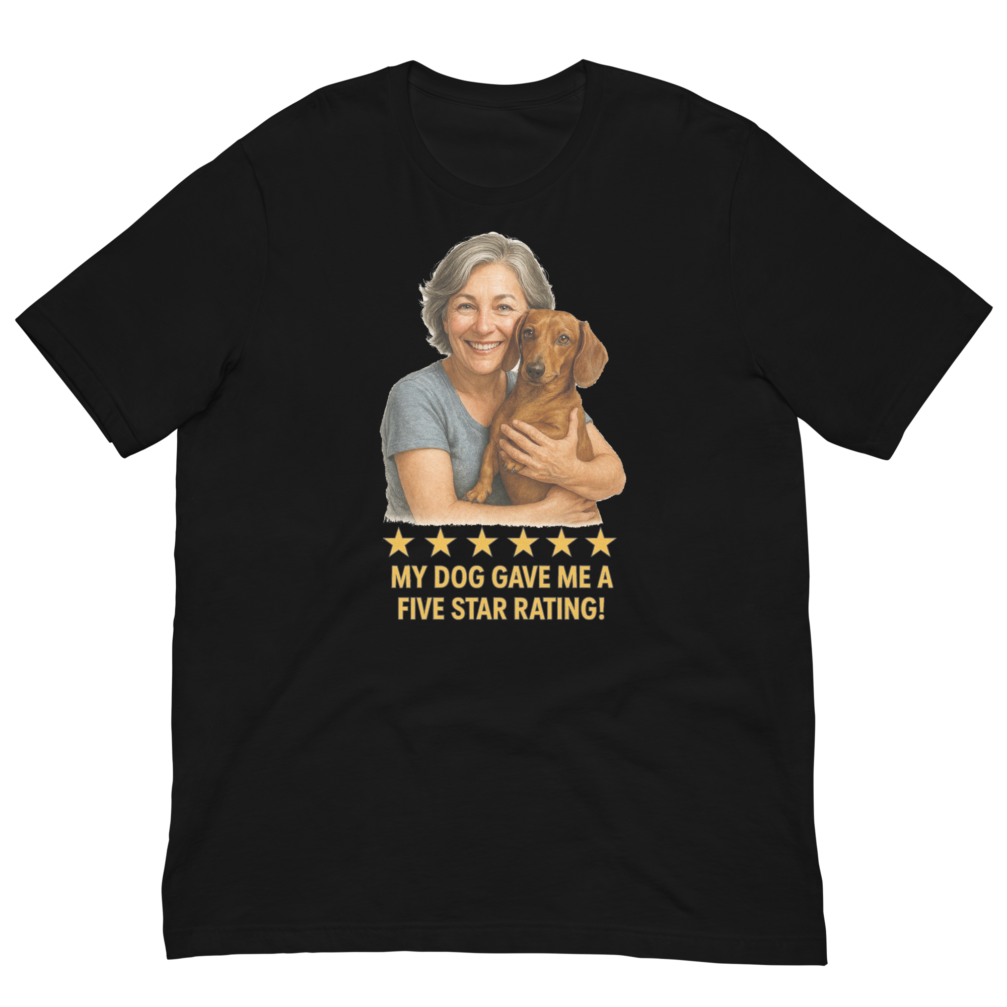 Salt & Pepper Woman with Dachshund graphic tee - black