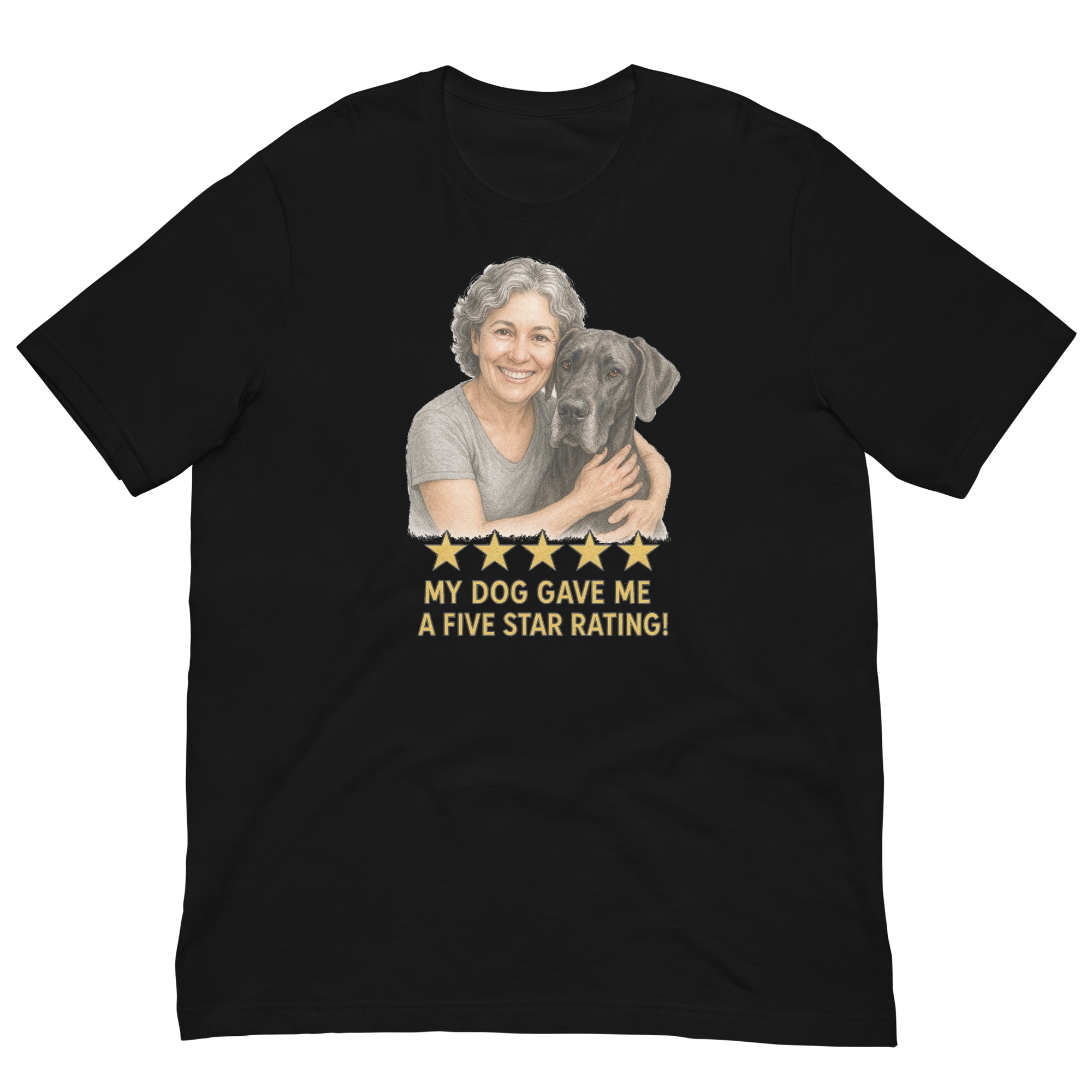 Salt & Pepper Woman with Great Dane graphic tee - black