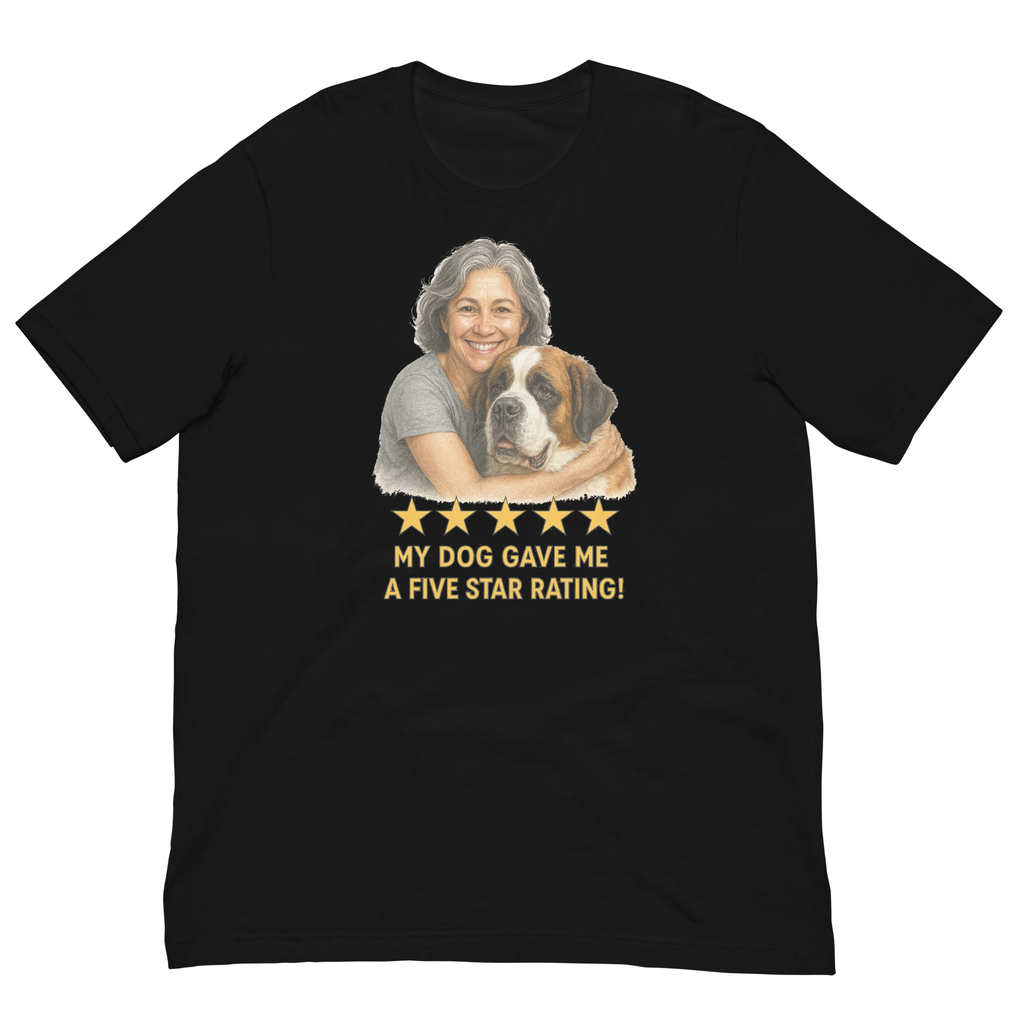 Salt & Pepper Woman with Saint Bernard graphic tee - black