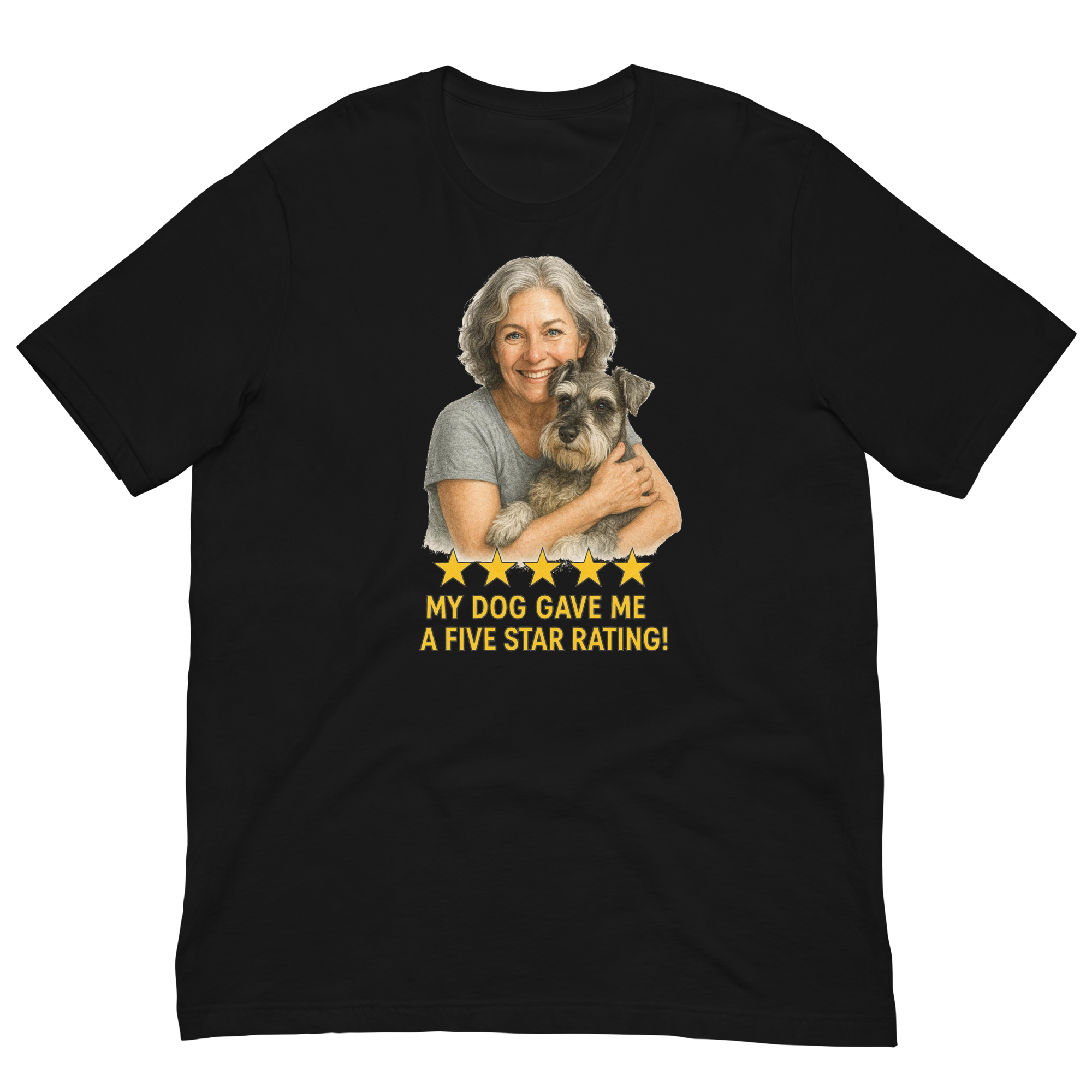 Salt & Pepper Woman with Schnauzer graphic tee - black