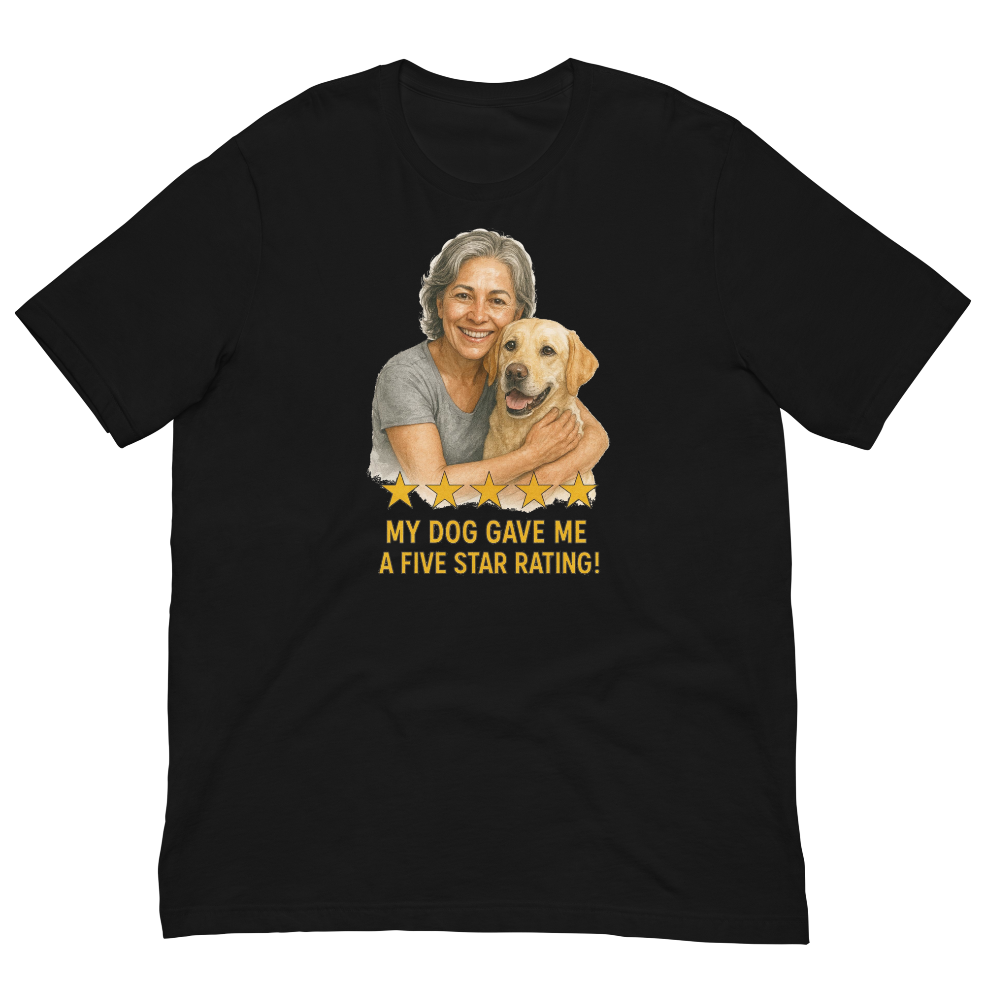 Salt & Pepper Woman with Yellow Labrador graphic tee - black