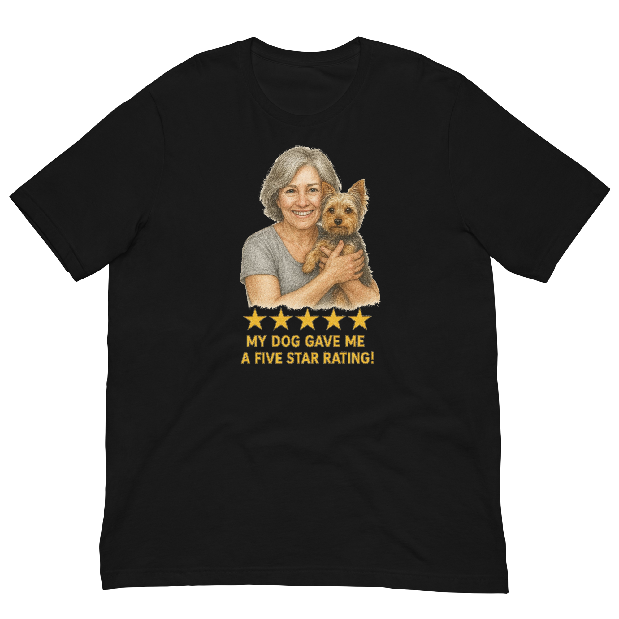 Salt & Pepper Woman with Yorkie graphic tee - black