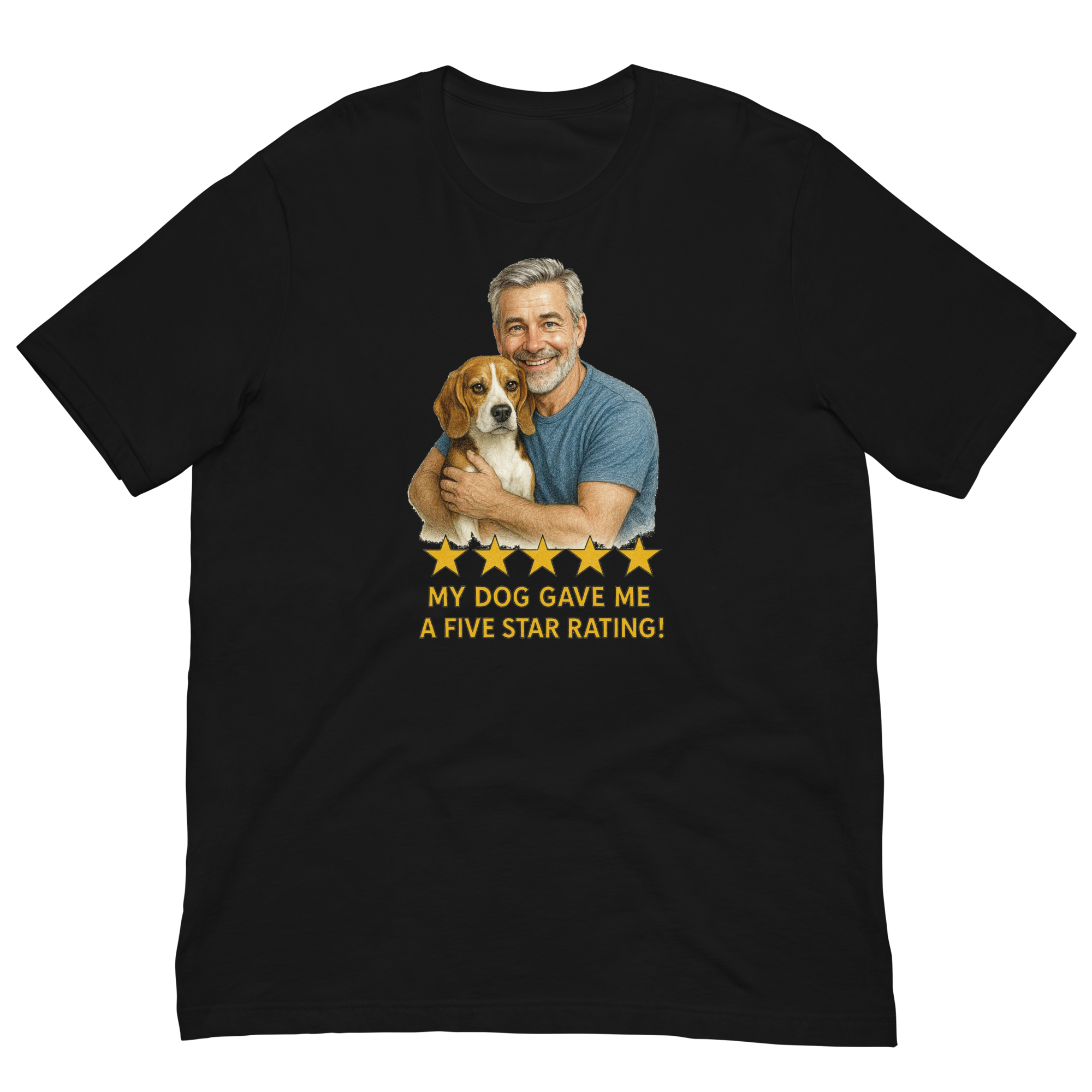 Salt & Pepper Man with Beagle graphic tee.