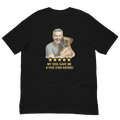 Salt & Pepper Man with Boxer graphic tee.