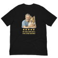 Salt & Pepper Man with Collie graphic tee.