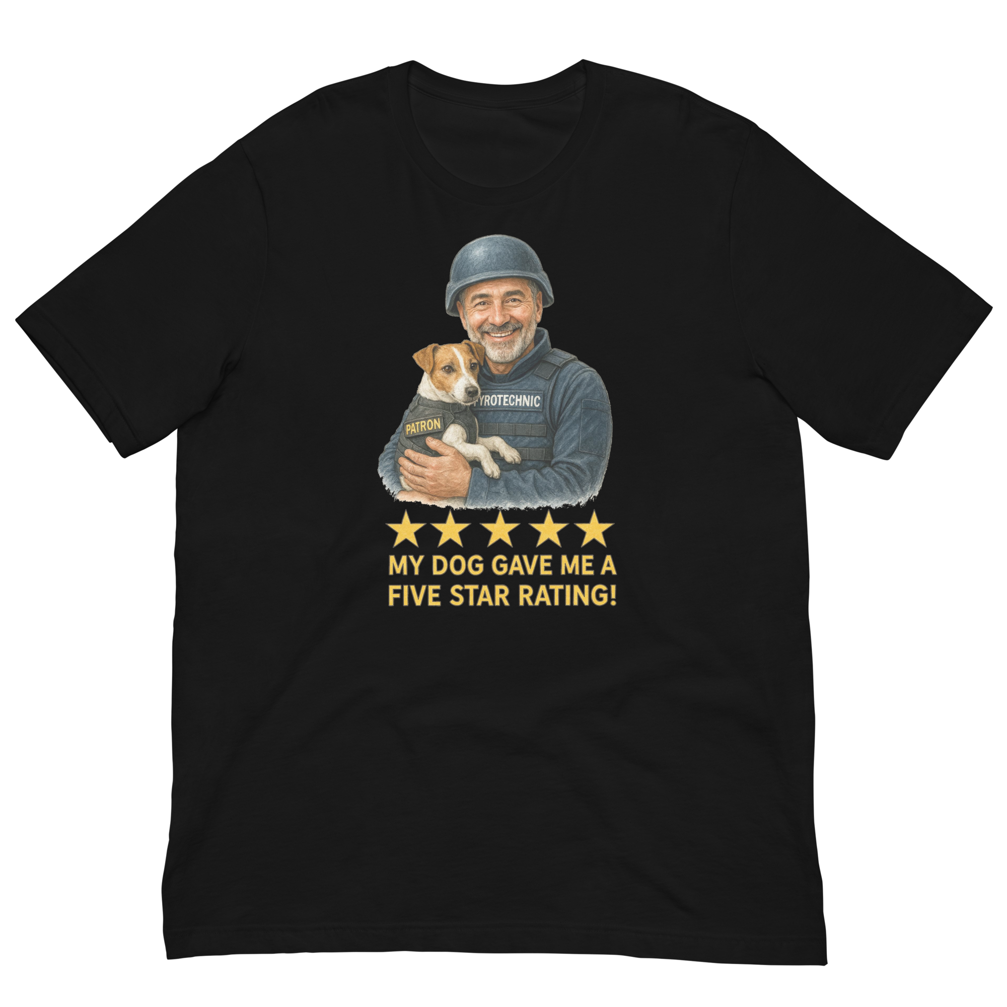 Salt & Pepper Man with Patron graphic tee.