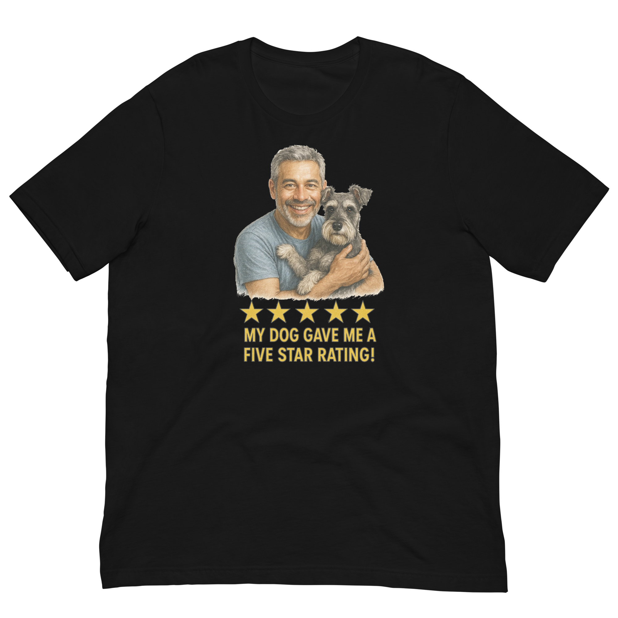 Salt & Pepper Man with Schnauzer graphic tee.