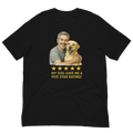 Salt & Pepper Man with Yellow Labrador graphic tee.