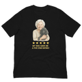 White Hair Woman with Black Poodle graphic tee.