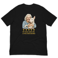 White Hair Woman with Bull Terrier graphic tee.