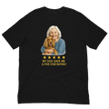 White Hair Woman with Cocker Spaniel graphic tee.