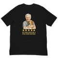 White Hair Man with Beagle graphic tee.
